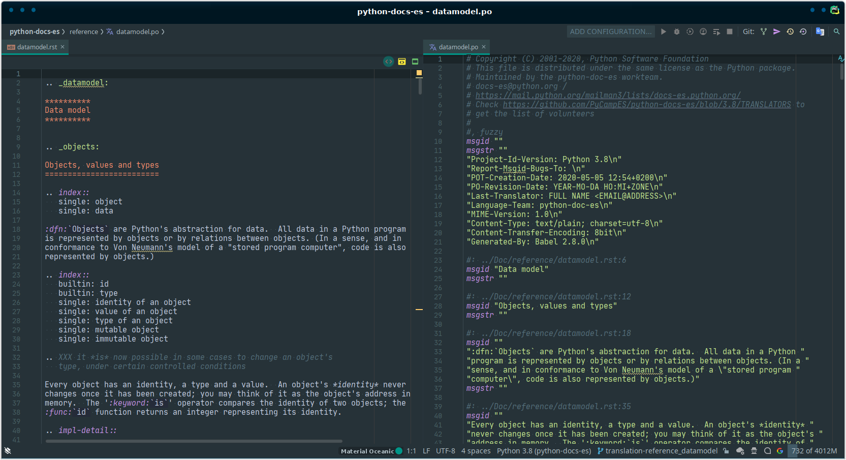 PyCharm with files opened