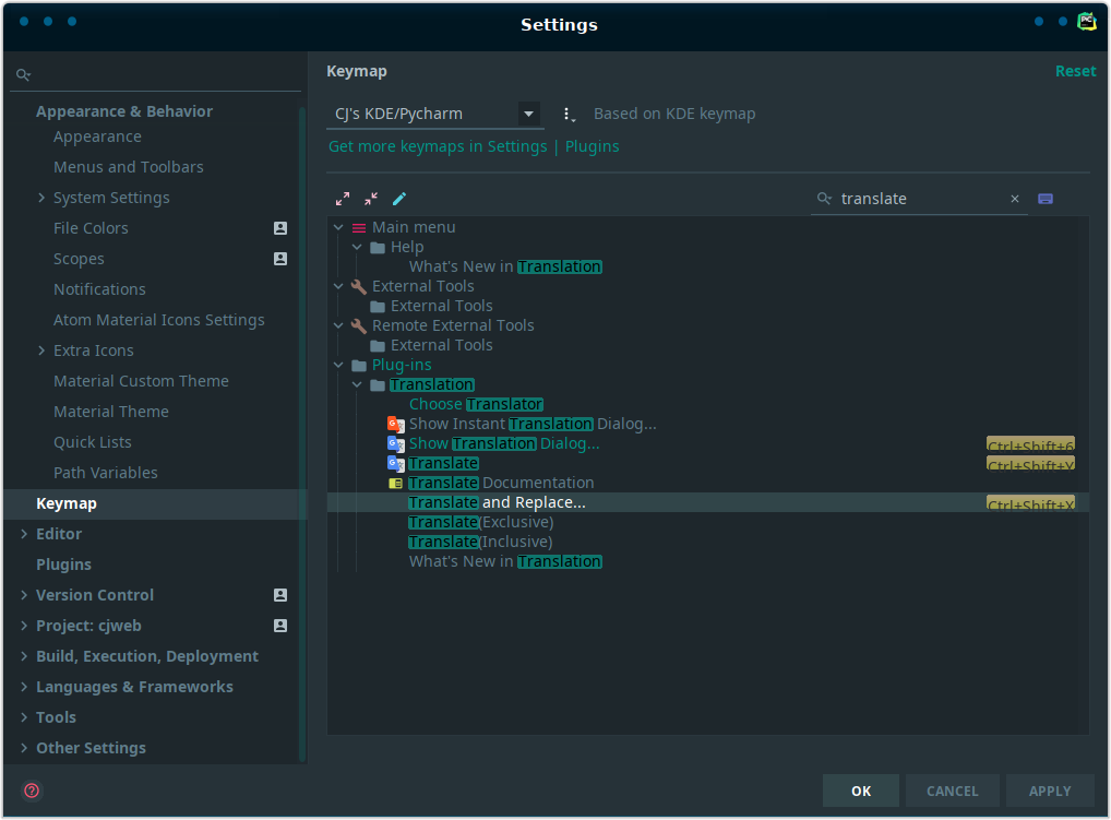 Settings Keymap