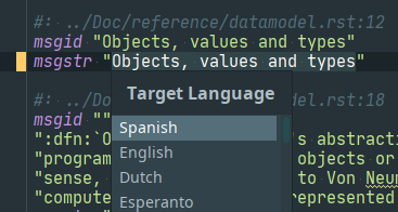 Select target language to translate