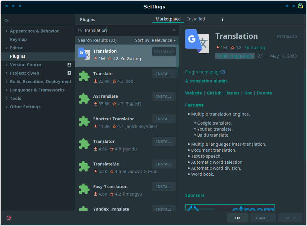 Translation plugin